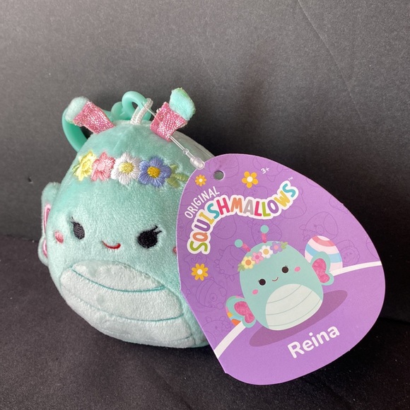 Squishmallows 3.5 inch Easter 2024 CLIP ON Reina The Butterfly With Flowers NEW - Picture 2 of 9